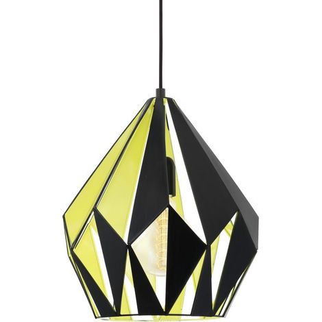 Lampe à suspension Carlton 1 31cm noir avec cuivre vert - 49256 (1/3)