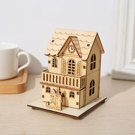 Maisonnette lumineuse de Noël à effet de neige, décoration sapin, cadeau DIY, figurine de vitrine, vendu par lot de 2 pièces (1/4)