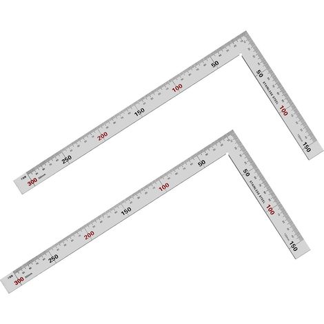 Équerre en L (lot de 2), équerre de charpentier, équerre de charpentier en acier inoxydable, équerre à angle droit (90°) pour ingénieurs, charpentier