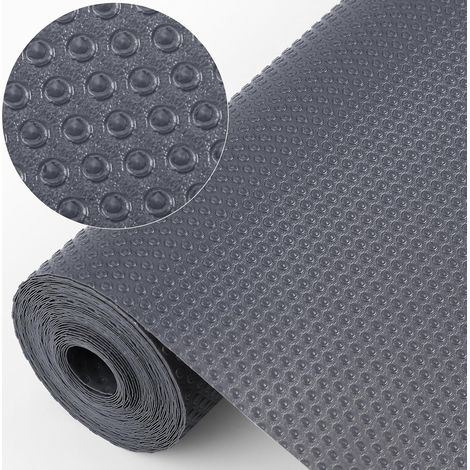 Tapis de tiroir non adhésif - 40 x 600 cm - Antidérapant - Avec 70 pastilles adhésives double face - En EVA imperméable - Pour étagères, cuisine, tiroirs, réfrigérateur (gris) (1/5)