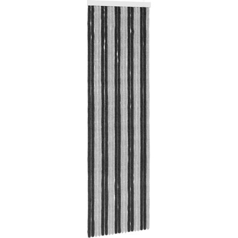 Rideau anti-insectes en chenille Gris et Noir 56 x 185 cm vidaXL