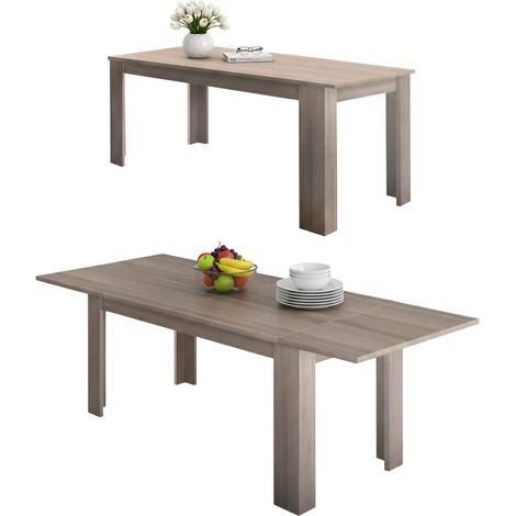 Dmora Tavolo per sala da pranzo estensibile, Made in Italy, Tavolo moderno con allunghe, Consolle allungabile, cm 160/210x90h75, colore Olmo perla, con imballo rinforzato