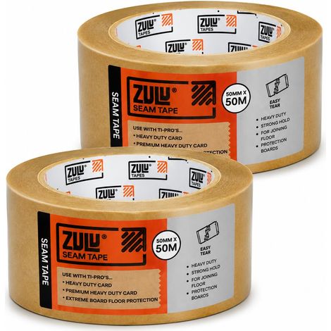 Zulu Brown Board Seam Tape 50mm x 50m - Heavy Duty for Card Floor Protection Joining Tape Easy Tear Strong Adhesive, 2 Pack (1/4)