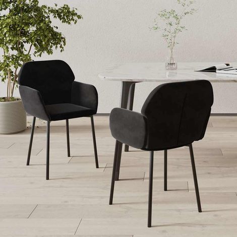 vidaXL Sillas de comedor 2 unidades terciopelo negro (1/5)