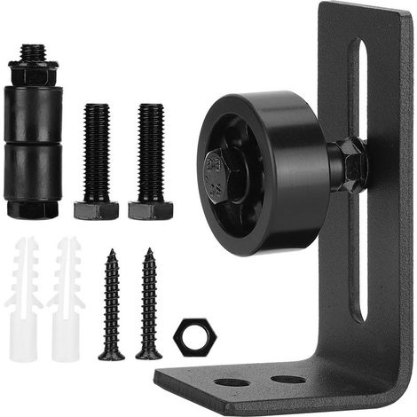 Kit d'accessoires de quincaillerie pour porte coulissante de grange en acier au carbone, système de rail de suspension robuste (1/5)