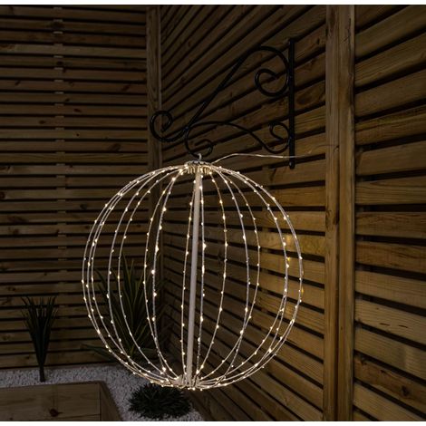 50cm White Metal Folding Christmas Ball with 256 Warm White LEDs (1/5)