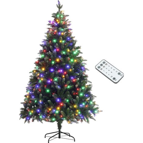 HOMCOM Artificial LED Christmas Tree with Metal Base, Hinged Branches 6ft (1/5)