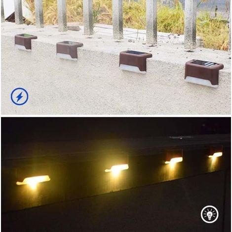 4/8/12/16 Pack Solar Lights Outdoor, Waterproof LED Solar Lights for Stairs, Fence, Garden, Patio and WalkwayTFTF Brown 4PCS (1/5)