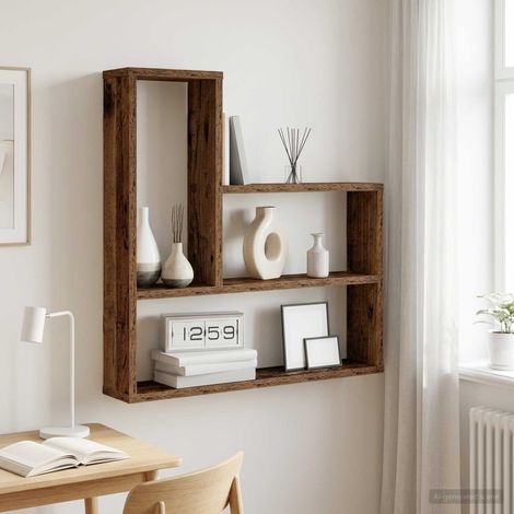 vidaXL Estante de pared Madera envejecida 60 x 11 x 60 cm (1/5)