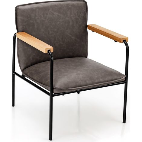 PU Leather Accent Chair Upholstered Armchair With Comfy Backrest & Seat Cushion (1/5)