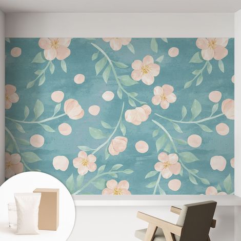 Fototapete - Tapete Vliestapete mit Kleber - Wandtapete Moderne Wandbild Schlafzimmer Wohnzimmer Blumige Eleganz 152x104 cm (1/5)