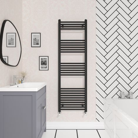Bathroom Straight Heated Towel Rail Radiator Ladder Warmer Heating Black 1600x500mm (1/5)