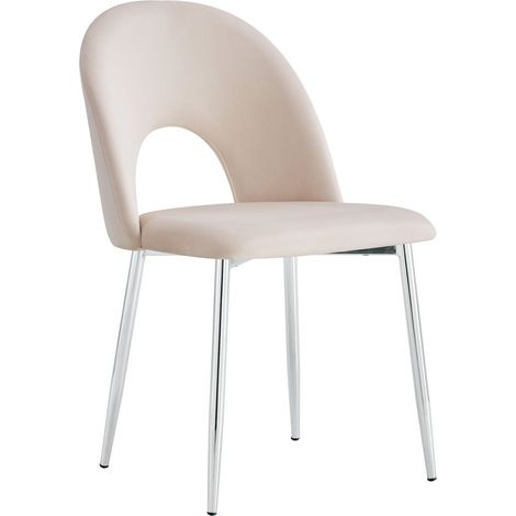 Lot de 4 chaises TEDDY Chrome velours - Beige (1/5)