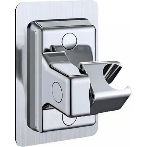(Silber) Set mit 2 verstellbaren, selbstklebenden Wandhalterungen für Duschköpfe – Badezimmeraccessoires (1/5)