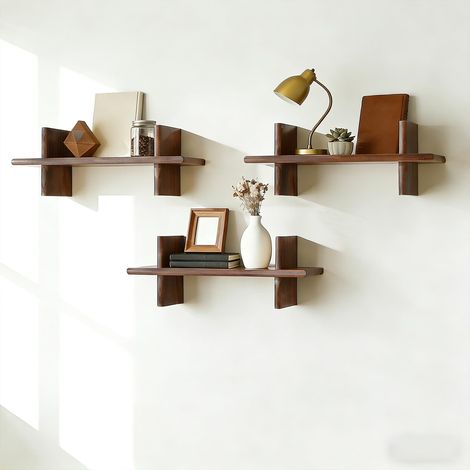 3 Stück Holz-Wandregale, 40 cm hängende Wandregale, DIY-Dekoration, schwimmendes Regal, schwimmendes Lagerregal, 15 kg Kapazität für Wohnzimmer, Schlafzimmer, Büro, Badezimmer, Küche (SE)