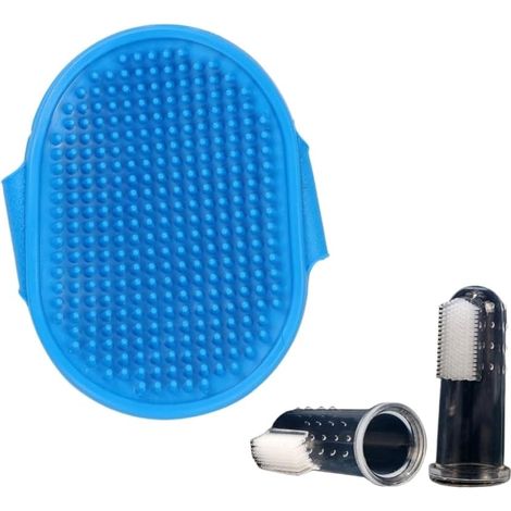 Rubber Brush for Dogs and Cats with Short Hair, Massage Effect, Removes Dead Hair, Dirt and Dust(2 Pet Toothbrushes Included) (1/5)