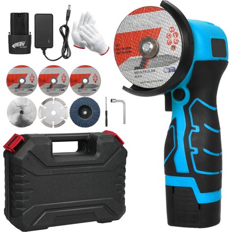 Irovami Meuleuse angle 7000tr/min 16.8V – 2 batteries, découpe – Idéal pour brique, bois, pierre, acier (1/5)