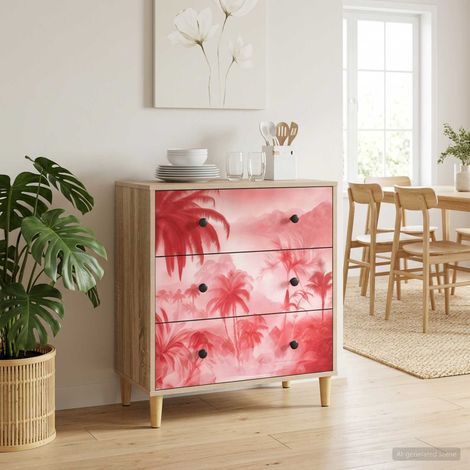 Cassettiera AACHEN Stampa di palme rosa 66 x 36,5 x 75 cm vidaXL (1/5)