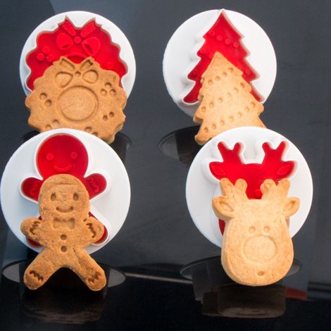 4 Pièces Emporte-Pièces Noël avec Relief pour Biscuits et Pâtisserie, Set de Moule à Gâteau DIY pour Décorations de Fêtes (1/5)