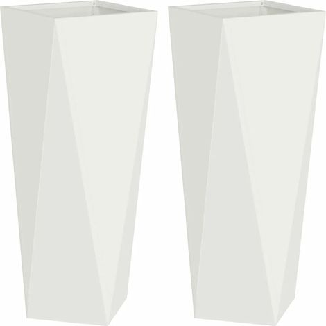 Juego de 2 maceteros modernos para exteriores de 30 x 30 x 75 cm con un elegante diseño en acero blanco 020053009 (1/5)