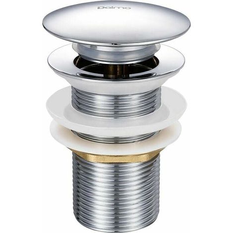 Desagüe emergente para fregadero ZVD-G de 1-1/4 de latón cromado sin rebosadero, equipado con sistema de apertura y cierre con botón pulsador fácil. (1/4)