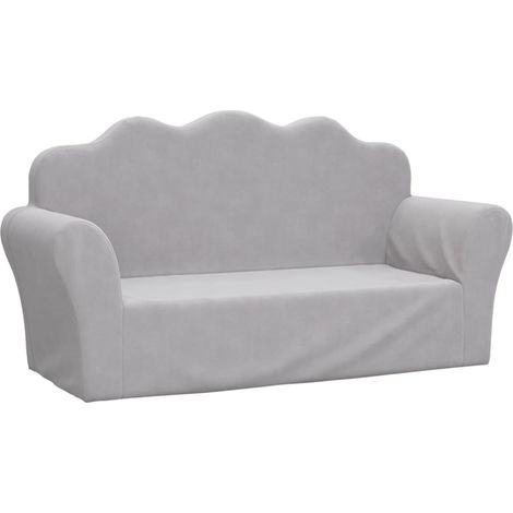 Canapé pour enfants 2 places,Sofa pour Salon,Banquette gris clair peluche douce CDS78445 (1/5)