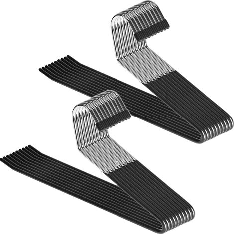 Cintre Pour Pantalon - Acier Métallique - Extrémité Ouverte - Revêtement Antidérapant En Caoutchouc - Pour Jeans Jupes Écharpes - Lot De 20 (1/5)