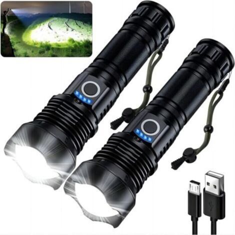 Lampes torches rechargeables 3200 lumens - Lot de 2, lampe torche LED ultra-lumineuse avec 12 heures d'autonomie et 5 modes d'éclairage, lampe torche haute puissance pour une utilisati (1/4)