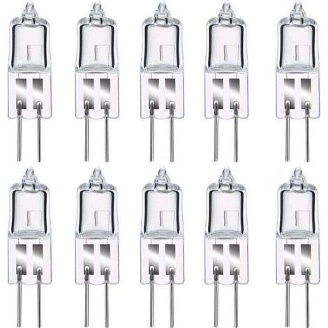 Lot de 10 Ampoules Halogènes G4 12V 20W 2800K Blanc Chaud Transparentes Classe Énergétique C (1/4)