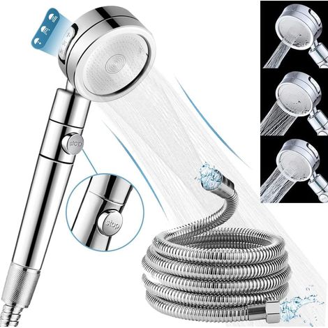 Pommeau de Douche avec Tuyau 1.5M, Pommeau Douche Haute Pression Réglable à 3 Modes Jet, Douchette wc Douche Salle de Bain Anti Calcaire (1/5)