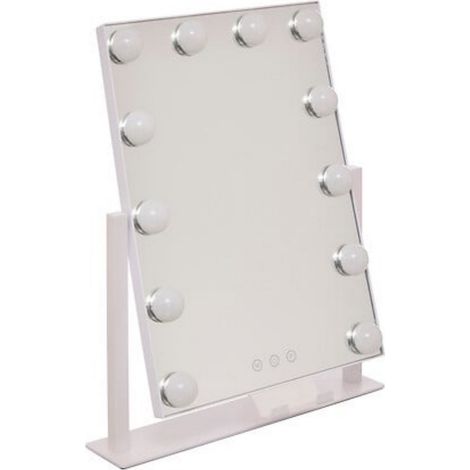 Miroir pivotant avec éclairage LED écran tactile coloris Blanc - Longueur 35 x Profondeur 7 x Hauteur 43 cm (1/4)