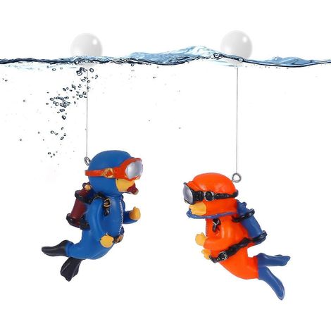 Lot de 2 décorations pour aquarium : mini statuette flottante de plongeur mignon avec ballon d'eau, accessoires pour aquarium. (1/4)
