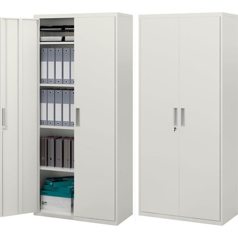 Armoire métallique de rangement 5 niveaux, 4 tablettes ajustables, acier blanc, 80x40x180 cm, meuble de bureau moderne (1/5)