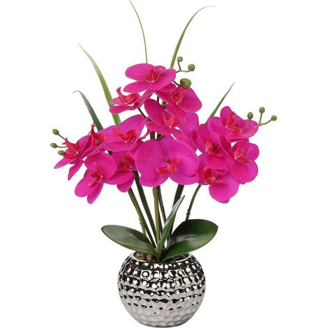 Kunstblume Orchidee Phalaenopsis Lila 49cm Künstliche Pflanze Deko Keramiktopf (1/5)