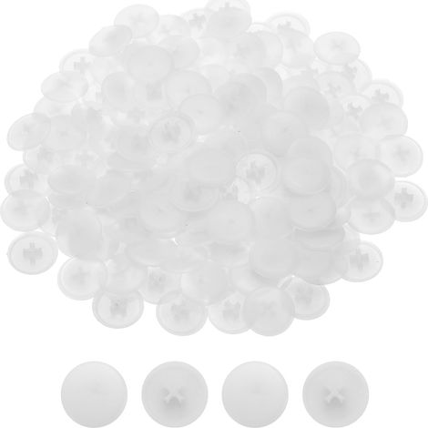 Cache-Vis, 108 Pièces 17mm - Cache-Écrou à Vis en Plastique Auto-Verrouillant, Cache-Vis Décoratif pour Écrou de Fixation à Came Phillips, Vis Autotaraudeuses, Blanc (1/5)