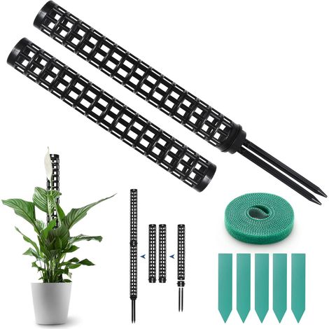 Tuteur pour plantes grimpantes (lot de 2), tuteur en mousse pour Monstera, en plastique, pour plantes grimpantes. Support pour plantes grimpantes, tuteur, pour jardin, noir, 50cm