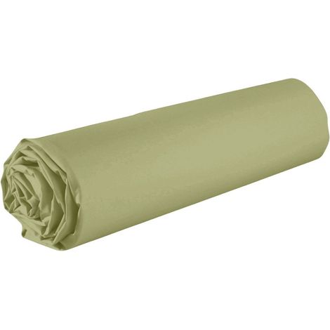 Drap housse 140x190 bonnet 35cm 100% coton verveine - VITALIA (1/3)