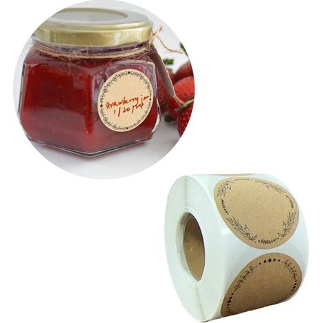 Etichette per marmellata, etichette per la cucina, adesivi per spezie, etichette per la cucina, etichette per marmellata, adesivi per etichette da cucina, adesivi per buste in carta kraft (1/5)