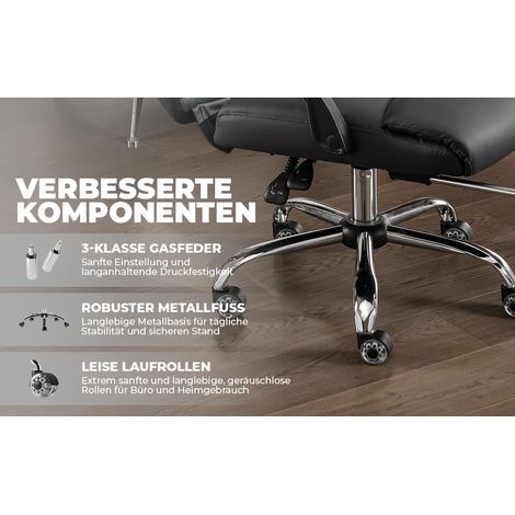 Fauteuil de bureau ergonomique en tissu technique, chaise de direction pivotante réglable en hauteur avec soutien lombaire double ajustement, noir (1/5)