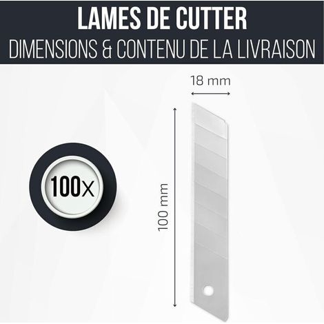100x Lames Cutter 18mm - Lame de cutter professionnel - Très résistant et ultra pointu - Lames de rechange pour cutter