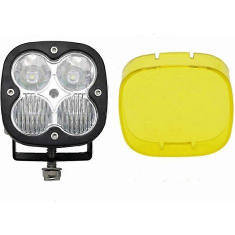 Projecteur LED carré 2 pouces 40 W à faisceau large combiné pour voiture, camion, SUV, quad, UTE et bateau. Lampe de travail LED avec cache jaune. 1 projecteur combiné avec cache. (1/5)