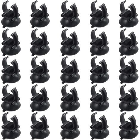 25 Pièces Aquarium Ventouse Porte-Tube, Support De Ventouse D'aquarium, Aquarium Sucker Réservoir De Poissons Ventouse Clip en Plastique PVC Noir