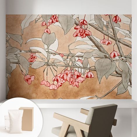 Papier peint intissé décoratif avec colle pour salon chambre et bureau Installation rapide Harmonie florale 104x70 cm