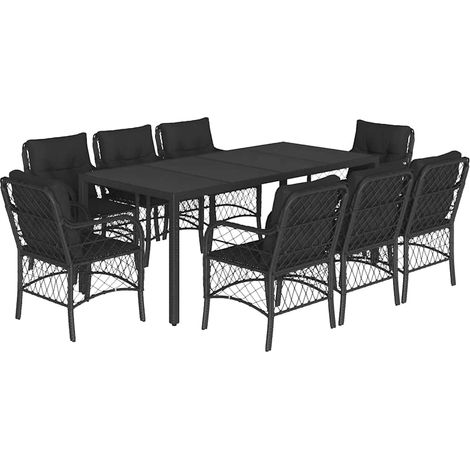 Maison Exclusive - Set de comedor de jardín 9 pzas y cojines ratá (1/5)