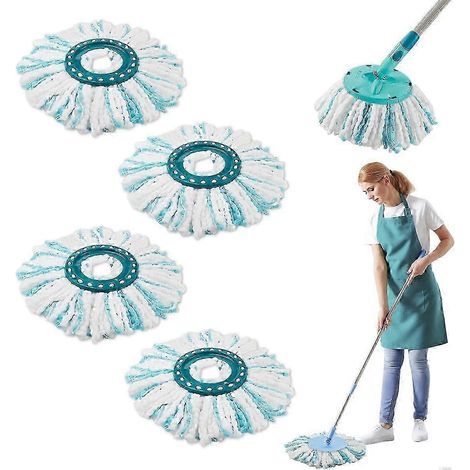 Set mit 4 Ersatzköpfen für den Leifheit Clean Twist Disc M Micro Set Fransenmopp, 2-Faser-System für runde Fransenmopps, kompatibel mit dem Leifheit Clean Twist M Mopp. (1/5)