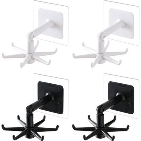 Lot de 4 crochets de cuisine rotatifs à 360 °, crochets pliables, Crochet porte-serviettes avec 6 griffes pour ustensiles de (1/4)