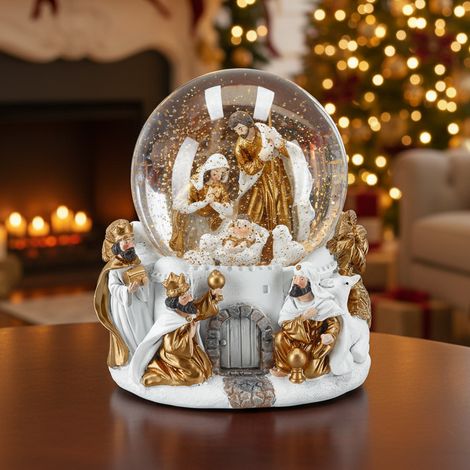 Palla di neve con natività immersa, decorazione natalizia da h 16,5 cm (1/4)
