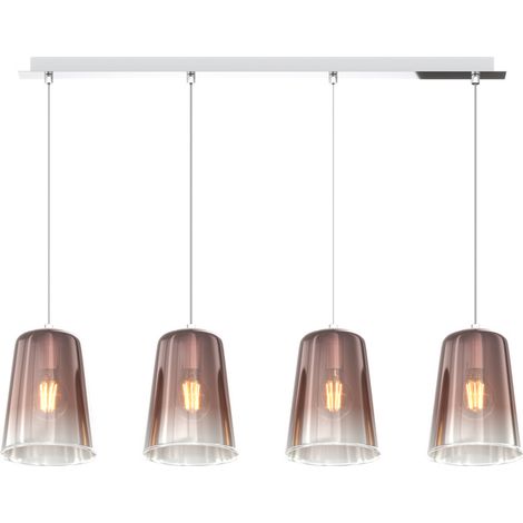 Sospensione Contemporanea Rett. Shaded Metallo Rame Vetro Cromo 4 Luci E27 (1/3)
