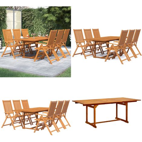 Juego de comedor de jardín 7 piezas madera maciza de acacia 150-200 cm - Comedor de jardín - Sillas de jardín