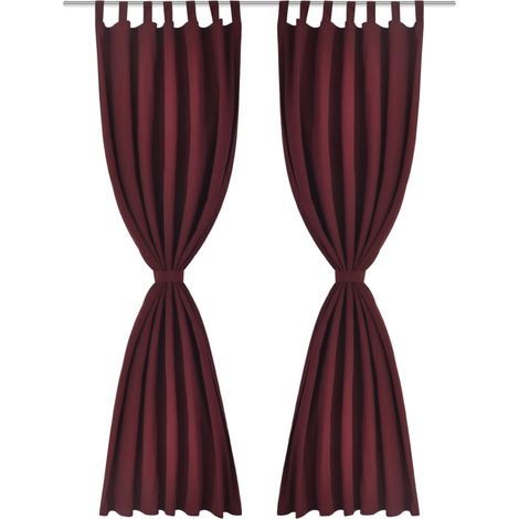 Vorhänge Gardinen aus Satin 2-teilig 140 x 245 cm Dunkelrot vidaXL